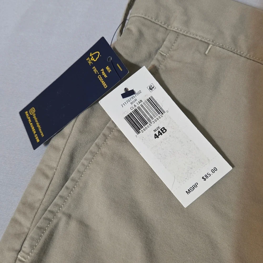 Polo Ralph Lauren Shorts Men 44 Tan Stretch Classic Fit 9 Inch Khaki Chino NWT